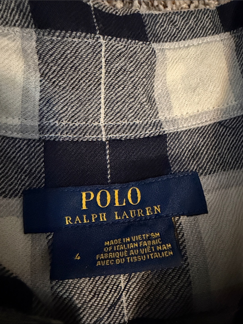 NWT Polo by Ralph Lauren Navy & White Wool Plaid Maxi Shirt Dress & Belt Size 4 - Picture 3 of 7